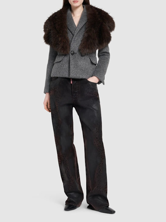 Dsquared2: San Diego denim straight jeans - Brown/Black - women_1 | Luisa Via Roma