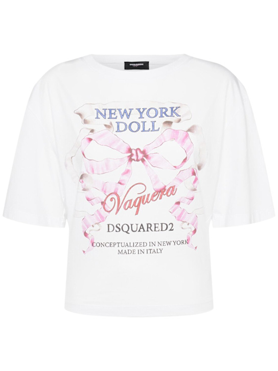 Dsquared2: T-shirt en jersey coupe ample Vaquera - women_0 | Luisa Via Roma