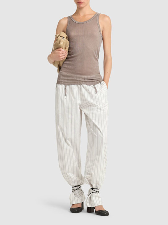 Lemaire: Viscose silk rib tank top w/suspenders - Lilac - women_1 | Luisa Via Roma