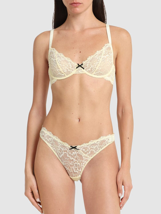 Fleur Du Mal: Bianca lace thong - Cream - women_1 | Luisa Via Roma