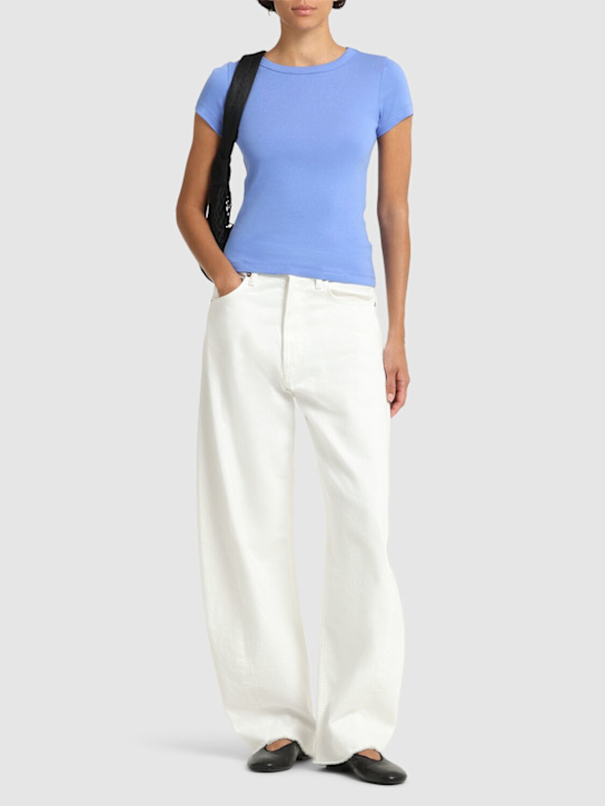 Flore Flore: Car organic cotton rib s/s baby t-shirt - Light Blue - women_1 | Luisa Via Roma