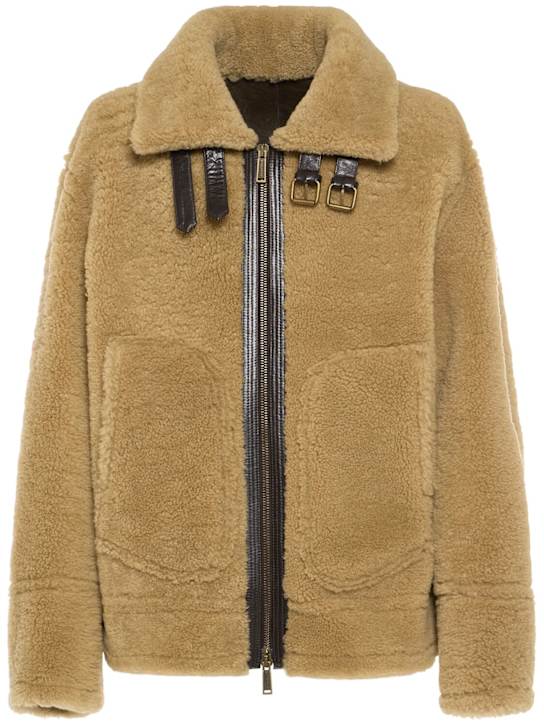 Dsquared2: Veste d'aviateur en shearling - men_0 | Luisa Via Roma