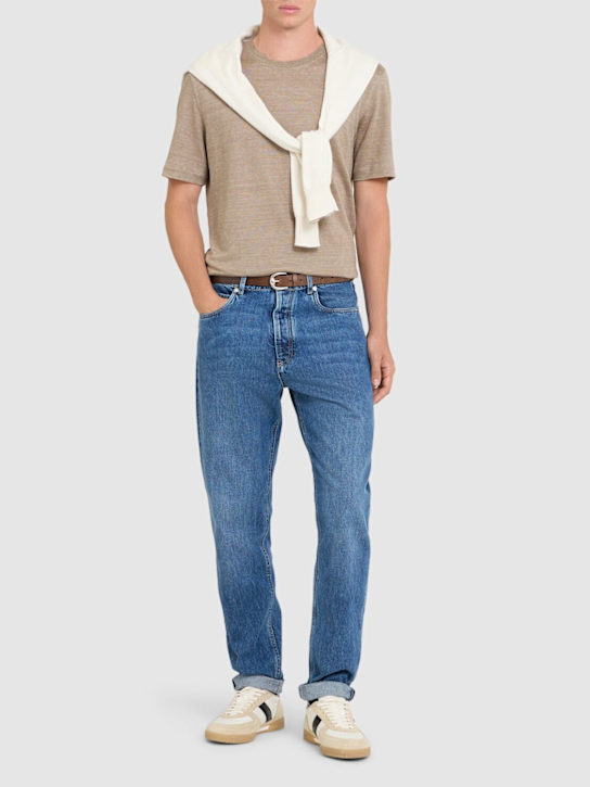 Brunello Cucinelli: Cotton denim jeans - Denim Medio - men_1 | Luisa Via Roma