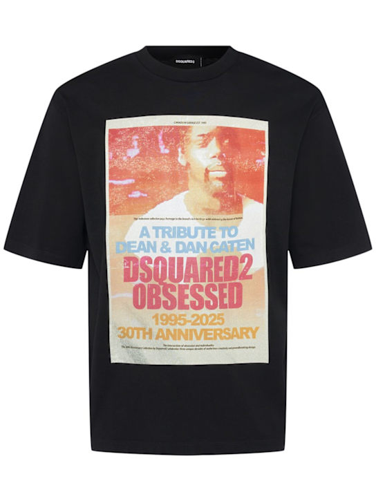 Dsquared2: T-Shirt aus Baumwolle - Schwarz - men_0 | Luisa Via Roma