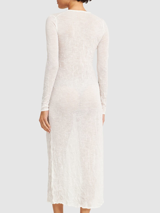 Auralee: Wrinkled wool knit maxi dress - White - women_2 | Luisa Via Roma