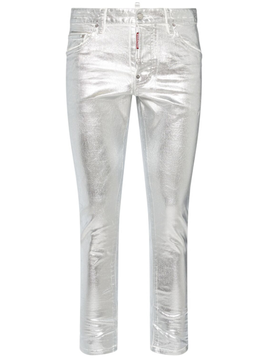 Dsquared2: Skater silver denim jeans - Silver - men_0 | Luisa Via Roma