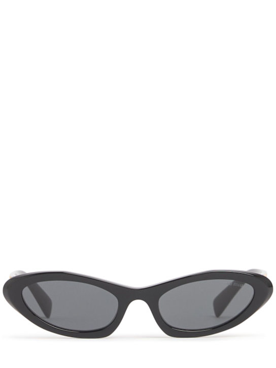 Miu Miu: Occhiali da sole cat-eye in acetato - Nero/Grigio - women_0 | Luisa Via Roma