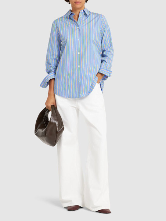 Etro: Striped cotton poplin shirt - Blue/Multi - women_1 | Luisa Via Roma