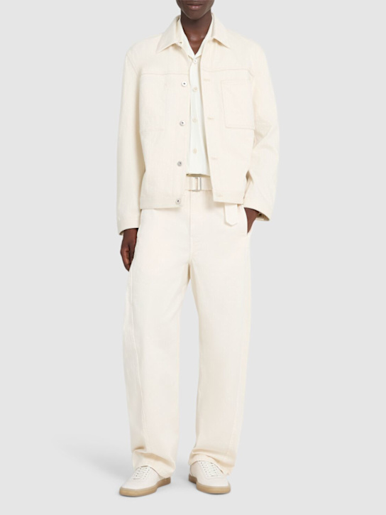 Lemaire: Twisted belted pants - Snowy Off White - men_1 | Luisa Via Roma