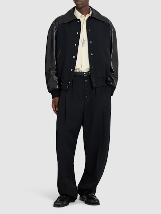 Jil Sander: Oversize wool & leather jacket - men_1 | Luisa Via Roma