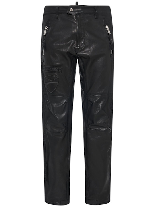 Dsquared2: Ducati leather pants - Black - men_0 | Luisa Via Roma