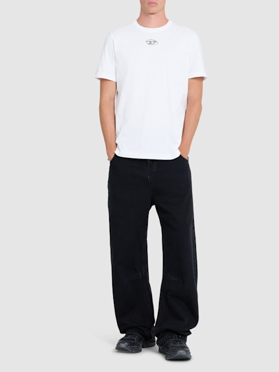 Diesel: Oval-D mold print cotton jersey t-shirt - men_1 | Luisa Via Roma