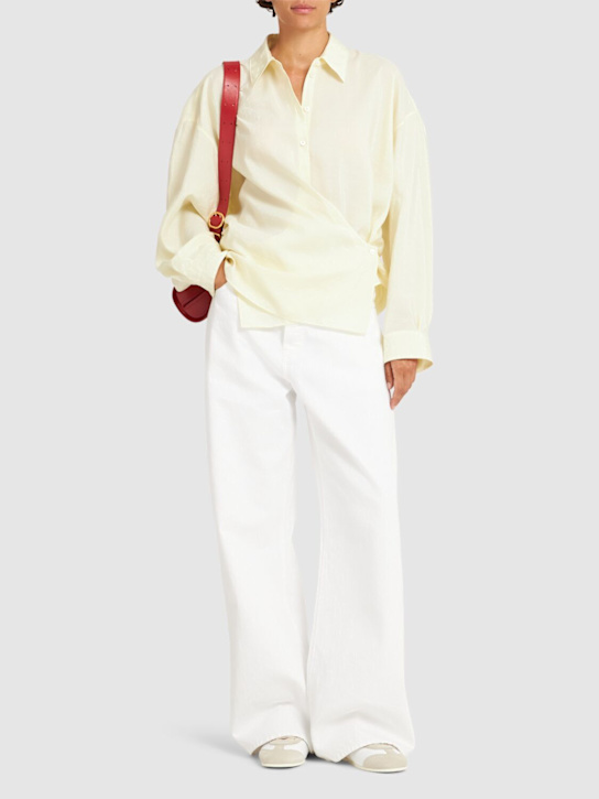 Frame: The loose cotton mid rise wide jeans - White - women_1 | Luisa Via Roma