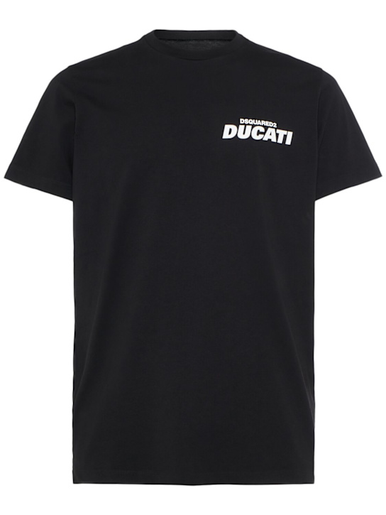 Dsquared2: Ducati cigarette fit cotton t-shirt - Black - men_0 | Luisa Via Roma