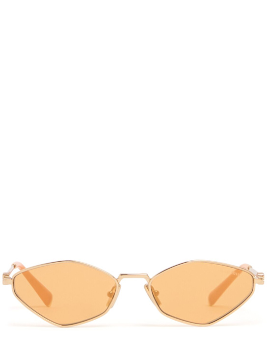 Miu Miu: Hexagonal metal sunglasses - Oro - women_0 | Luisa Via Roma