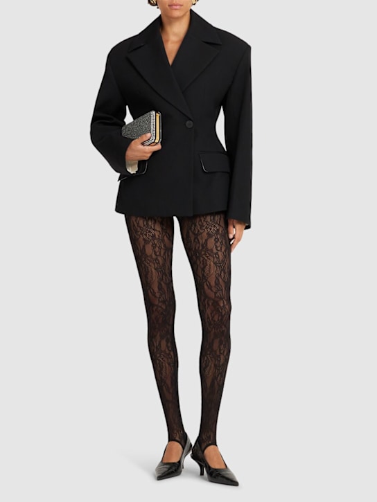 Wardrobe.nyc: Lace stirrup nylon leggings - women_1 | Luisa Via Roma