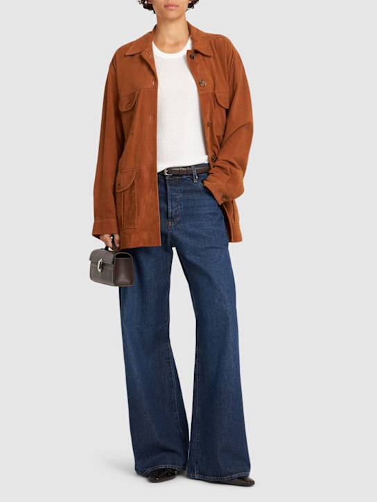 Frame: The loose cotton mid rise wide jeans - Blue - women_1 | Luisa Via Roma