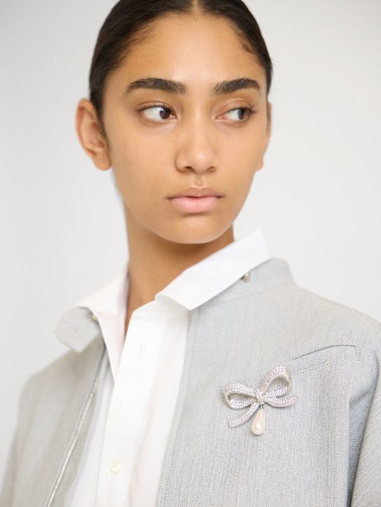 Self-portrait: Crystal bow brooch w/ faux pearl - women_1 | Luisa Via Roma