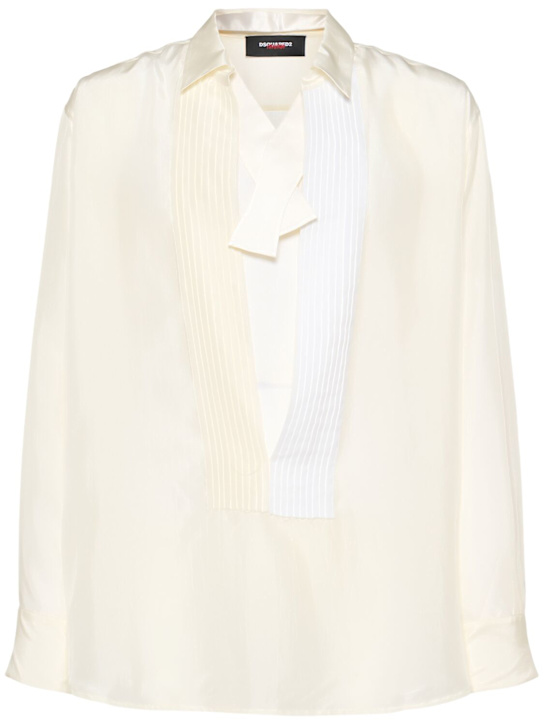 Dsquared2: Magliano silk tuxedo shirt - White - men_0 | Luisa Via Roma