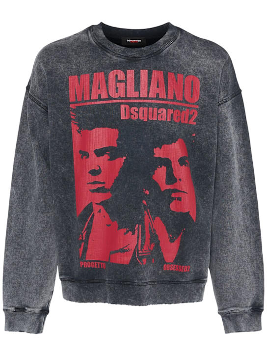 Dsquared2: Magliano cotton crewneck sweatshirt - Black - men_0 | Luisa Via Roma