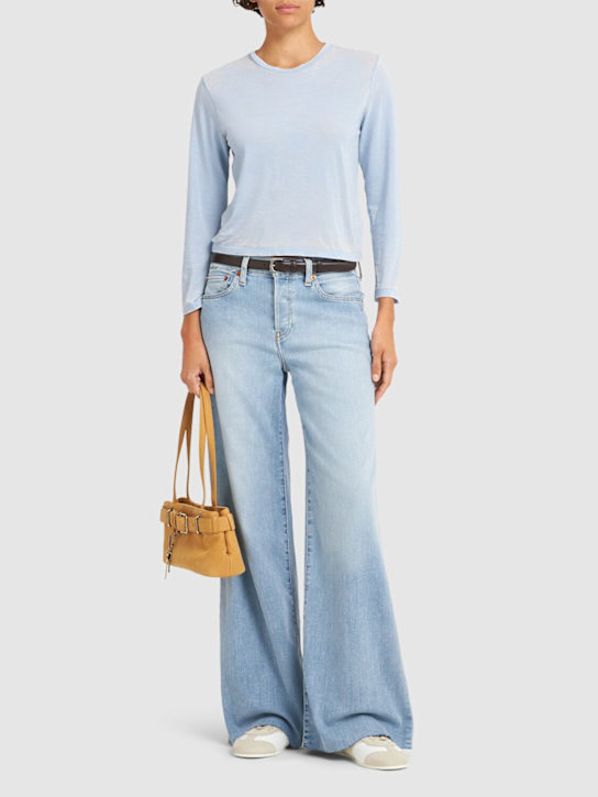 Cotton blend long sleeve boxy t-shirt - Thumbnail 2