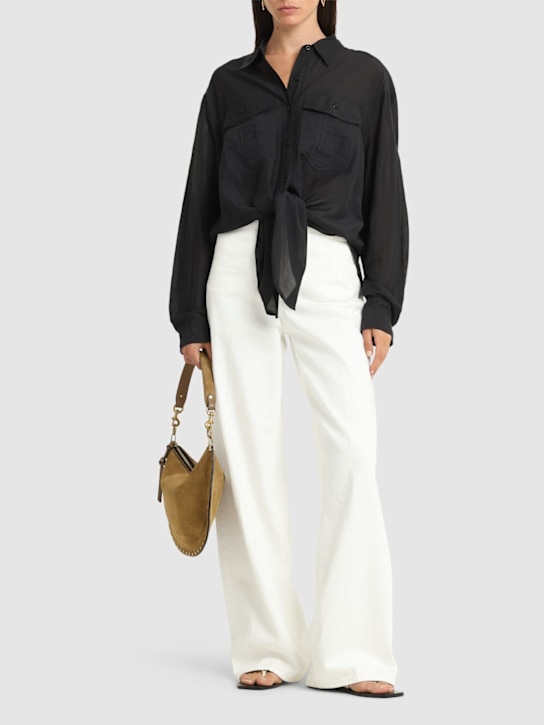 Marant Etoile: Nath long sleeve voile shirt w/ knot - women_1 | Luisa Via Roma