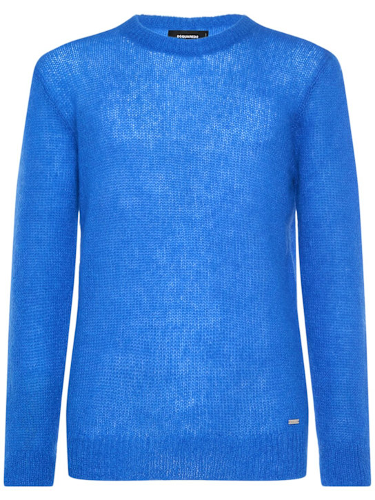 Dsquared2: Mohair blend sweater - Bright Blue - men_0 | Luisa Via Roma