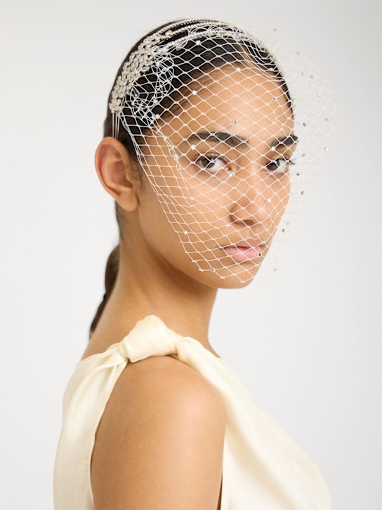 Self-portrait: Crystal embellished veil headband - women_1 | Luisa Via Roma