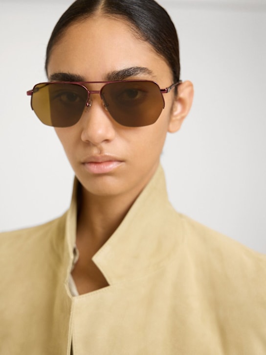 Jacquemus: Les Lunettes Aviador sunglasses - Gold/Peach - women_1 | Luisa Via Roma