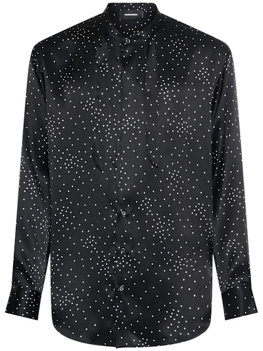 Dsquared2: Starry Night silk shirt - Black/White Sta - men_0 | Luisa Via Roma