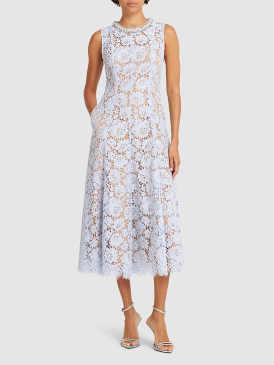 Self-portrait: Fine lace pearl midi dress - women_1 | Luisa Via Roma