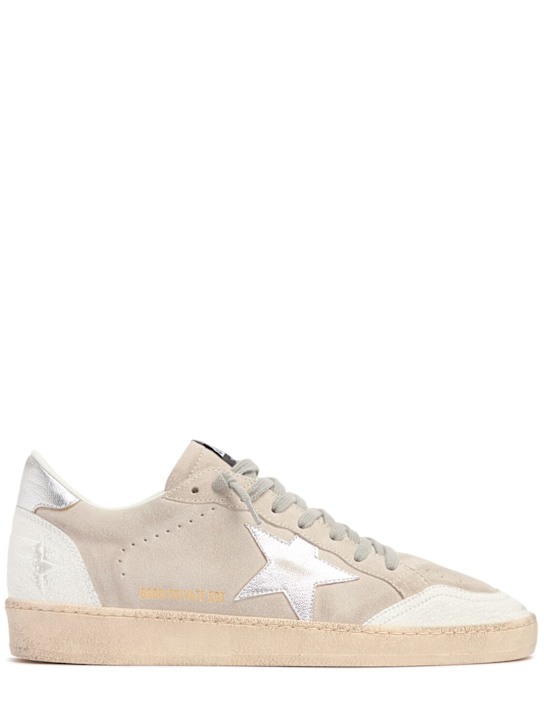 Golden Goose: LVR Exclusive Ballstar suede sneakers - Grey/Silver - men_0 | Luisa Via Roma