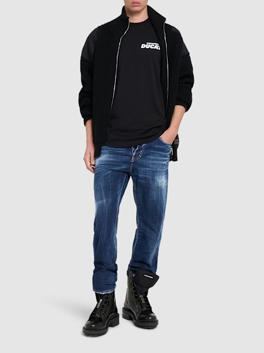 Dsquared2: Ducati cigarette fit cotton t-shirt - Black - men_1 | Luisa Via Roma