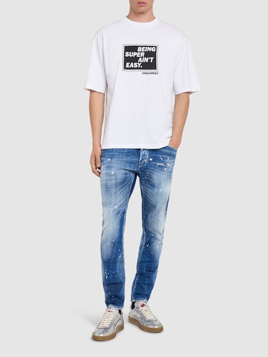 Dsquared2: T-shirt loose fit in cotone - Bianco - men_1 | Luisa Via Roma