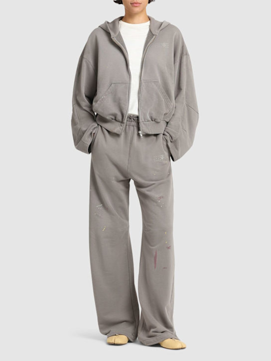 MM6 Maison Margiela: Cotton blend jersey sweatpants - women_1 | Luisa Via Roma
