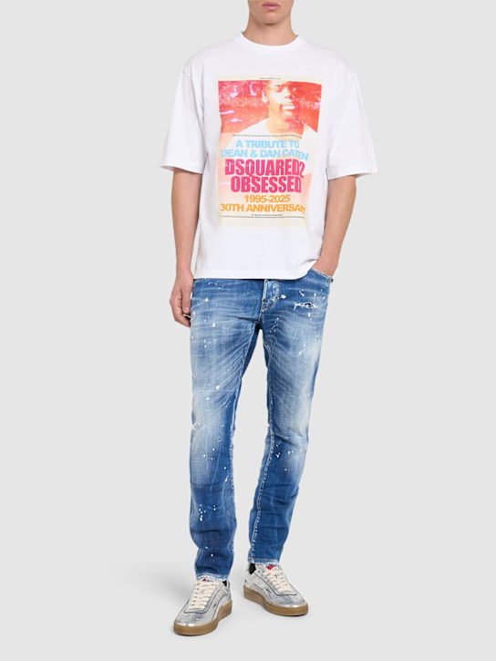 Dsquared2: Camiseta de algodón estampada - Blanco - men_1 | Luisa Via Roma