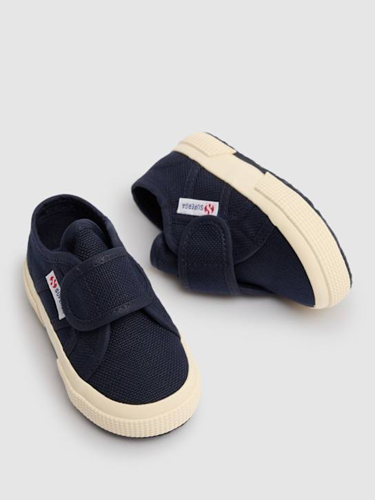 Superga: 2750-Bstrap cotton canvas sneakers - Dark Blue - kids-boys_1 | Luisa Via Roma
