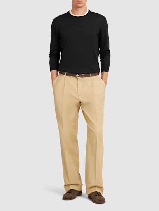 Gray silk & cotton crewneck sweater - Thumbnail 2