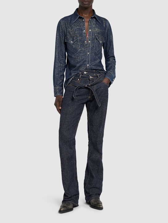 Dsquared2: Lurex denim western shirt - men_1 | Luisa Via Roma