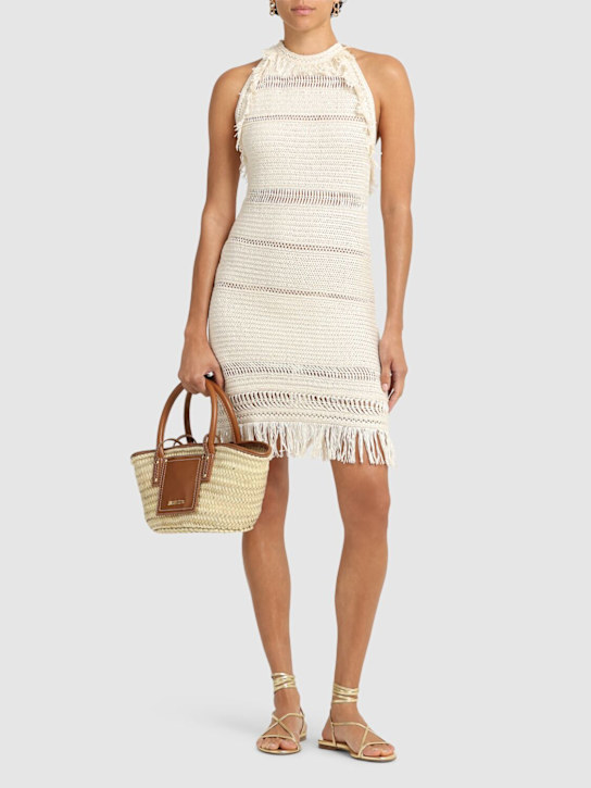 Marant Etoile: Aralia fringed macrame mini dress - women_1 | Luisa Via Roma