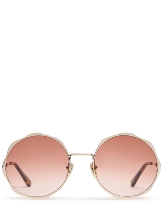 Chloé: Scallop line round metal sunglasses - women_0 | Luisa Via Roma