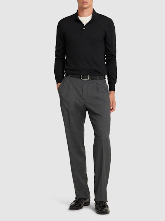 Pablo silk & cotton long sleeved polo - Thumbnail 2