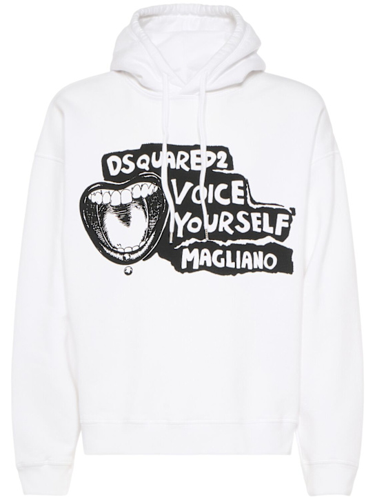 Dsquared2: Magliano relaxed fit cotton hoodie - White - men_0 | Luisa Via Roma