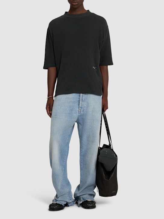 Maison Margiela: Reverse cotton terry t-shirt - men_1 | Luisa Via Roma