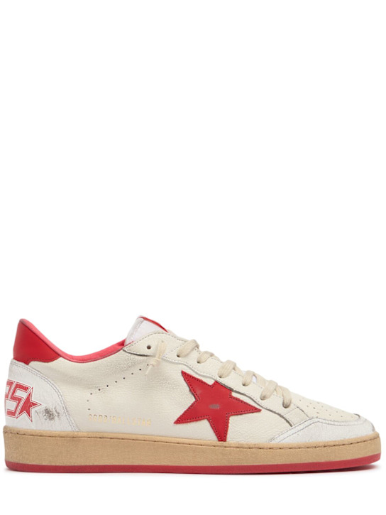 Golden Goose: Ball Star nappa leather & nylon sneakers - White/Red - men_0 | Luisa Via Roma