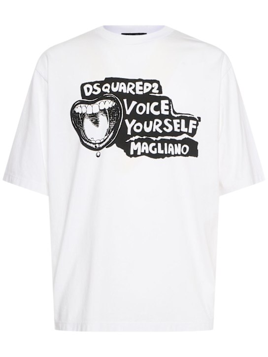 Dsquared2: T-Shirt aus Baumwolle „Magliano“ - Weiß - men_0 | Luisa Via Roma