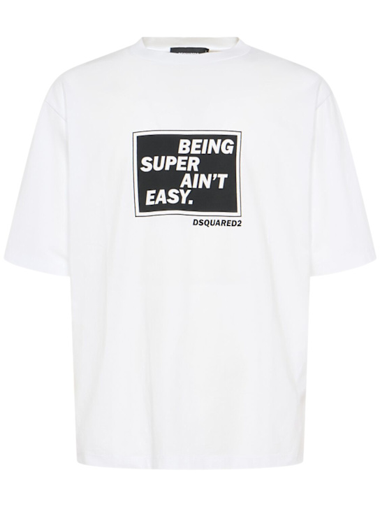 Dsquared2: T-shirt loose fit in cotone - Bianco - men_0 | Luisa Via Roma