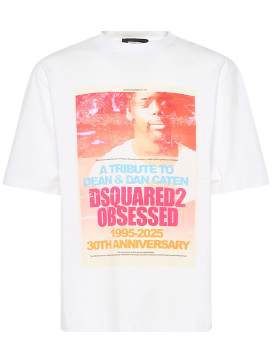Dsquared2: Camiseta de algodón estampada - Blanco - men_0 | Luisa Via Roma