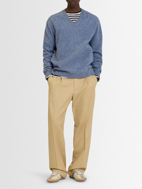 Maison Margiela: Wool & cotton knit v-neck sweater - men_1 | Luisa Via Roma