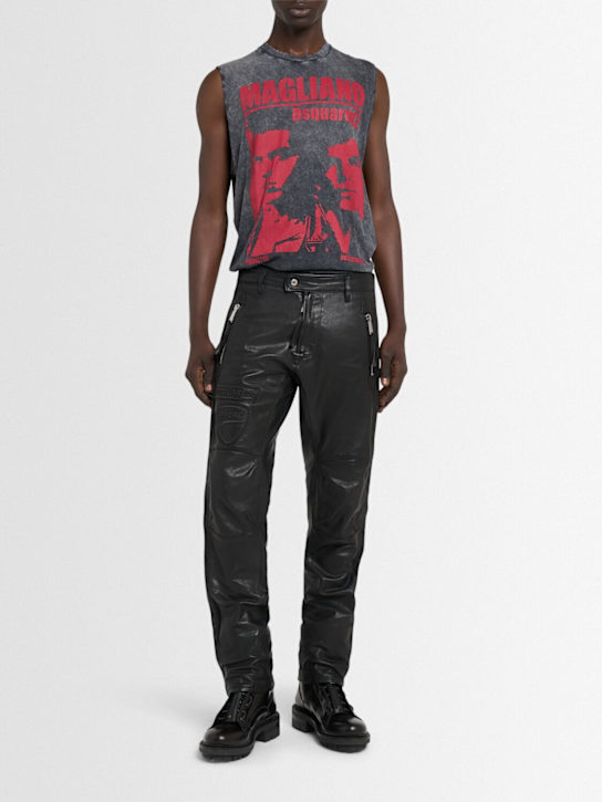 Dsquared2: Ducati leather pants - Black - men_1 | Luisa Via Roma